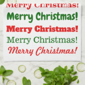 Linge De Cuisine Beaucoup de "Joyeux Noël !" en rouge ou vert (Plié)