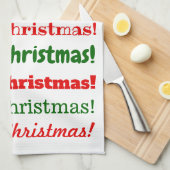 Linge De Cuisine Beaucoup de "Joyeux Noël !" en rouge ou vert (Quart Plié)