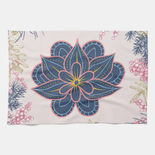 Linge De Cuisine Beauté de Paisley, bleu artistique et violet