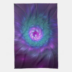 Linge De Cuisine Beauté florale abstraite, art fractal coloré de fl
