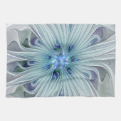 Linge De Cuisine Beauté florale Abstraite moderne Blue Pastel Flowe (Horizontal)