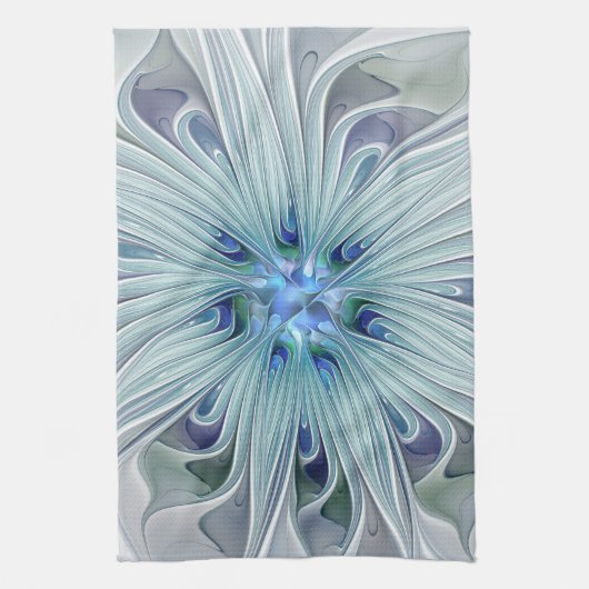 Linge De Cuisine Beauté florale Abstraite moderne Blue Pastel Flowe (Vertical)