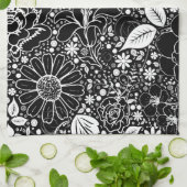 Linge De Cuisine Beautés botaniques Noir et Blanc (Plié)