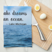 Linge De Cuisine Beautiful Blue Lake Michigan With Cirrus Clouds (Quart Plié)