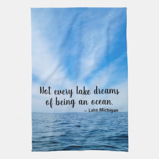 Linge De Cuisine Beautiful Blue Lake Michigan With Cirrus Clouds (Vertical)