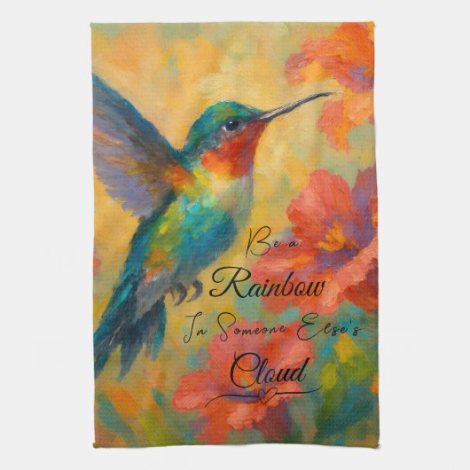Linge De Cuisine Beautiful Floral Hummingbird Kitchen Towel (Vertical)