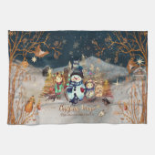 Linge De Cuisine Beaux animaux, Enfants bleu Noël (Horizontal)