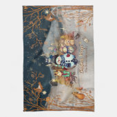 Linge De Cuisine Beaux animaux, Enfants bleu Noël (Vertical)