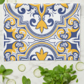 Linge De Cuisine 💙 💛 Beaux azulejos bleus et jaunes 9 (Plié)
