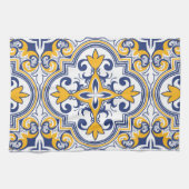 Linge De Cuisine 💙 💛 Beaux azulejos bleus et jaunes 9 (Horizontal)