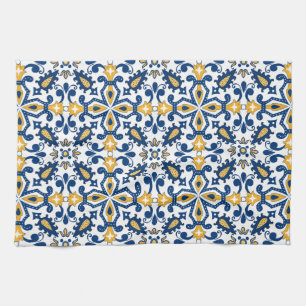 Linge De Cuisine 💙 💛 Beaux azulejos bleus et jaunes,    cuisine
