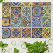 Linge De Cuisine Beaux carreaux de Talavera Boho (Plié)