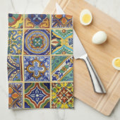Linge De Cuisine Beaux carreaux de Talavera Boho (Quart Plié)