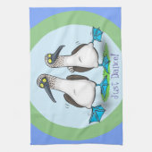 Linge De Cuisine Bébé à pattes bleues drôle dessin animé dansant (Vertical)