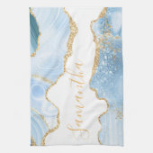 Linge De Cuisine Bébé Bleu et Faux Or Parties scintillant Marbre Ag (Vertical)