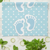 Linge De Cuisine Bébé Bleu mignon Motif pieds (Plié)