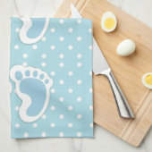 Linge De Cuisine Bébé Bleu mignon Motif pieds (Quart Plié)