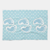 Linge De Cuisine Bébé Bleu mignon Motif pieds (Horizontal)