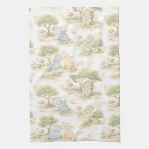 Linge De Cuisine Bébé dragon mignon Motif pastel de forêt (2)