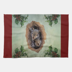 Linge De Cuisine Bébé écureuils gris Noël