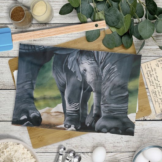 Linge De Cuisine Bébé Eléphant Gris mou