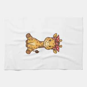 Linge De Cuisine Bébé girafe mignon avec noeud papillon design vect