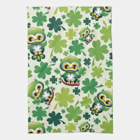 Linge De Cuisine Bébé Hibou Mignon St Patrick Dessin Animé (Vertical)