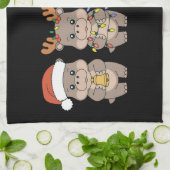 Linge De Cuisine Bébé Hippopotame Moo Deng Noël (Plié)
