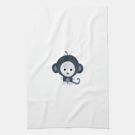 Linge De Cuisine Bébé mignon Singe bleu (Vertical)