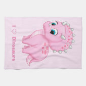 Linge De Cuisine Bébé mignon Tricératops roses Dinosaur (Horizontal)