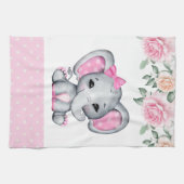 Linge De Cuisine Bébé rose mignon éléphant et frontière Rose (Horizontal)