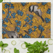 Linge De Cuisine Bécasseaux sur les branches de bleuets (Plié)