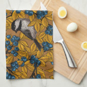 Linge De Cuisine Bécasseaux sur les branches de bleuets (Quart Plié)