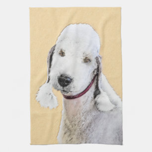 Linge De Cuisine Bedlington Terrier Peinture - Art Chien original