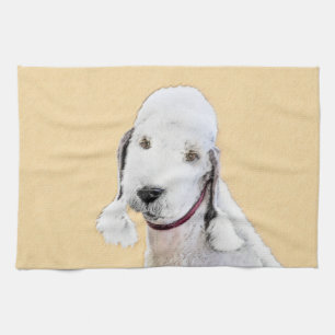 Linge De Cuisine Bedlington Terrier Peinture - Art Chien original