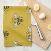 Linge De Cuisine Bee Haven : Motif jaune Vintage (Quart Plié)