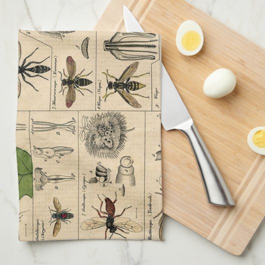 Linge De Cuisine Bee Insect Bug Wasp Natural History Bees (Quart Plié)