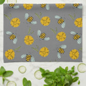 Linge De Cuisine Bees & Beurre sur Grey (Plié)