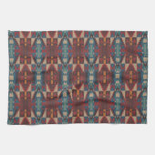 Linge De Cuisine Beige Brown marron rouge foncé Turquoise bleu Trib (Horizontal)