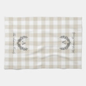 Linge De Cuisine Beige Buffalo Check Laurel Wreath Family Monogramm (Horizontal)