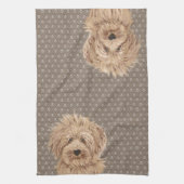Linge De Cuisine Beige de peinture de belle de Labradoodle d'amour (Vertical)