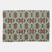 Linge De Cuisine Beige Rouge Brown Aqua Bleu Vert Black Tribal Art (Horizontal)