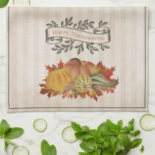 Linge De Cuisine Beige Thanksgiving Citrouilles et Squash