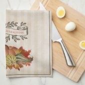 Linge De Cuisine Beige Thanksgiving Citrouilles et Squash (Quart Plié)