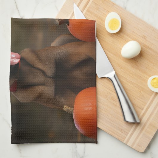 Linge De Cuisine Belge Malinoi Puppy Automne Citrouille de plaisir (Quart Plié)