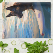 Linge De Cuisine Belge Shepherd Beach Surf Peinture (Plié)