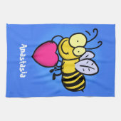 Linge De Cuisine Belle abeille drôle avec dessin animé du coeur (Horizontal)
