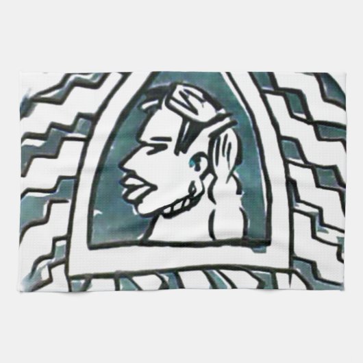 Linge De Cuisine Belle Africaine Bongo Massai Portrait Tribal Art (Horizontal)