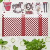 Linge De Cuisine Belle Aquarelle Rouge Noël (Plié)