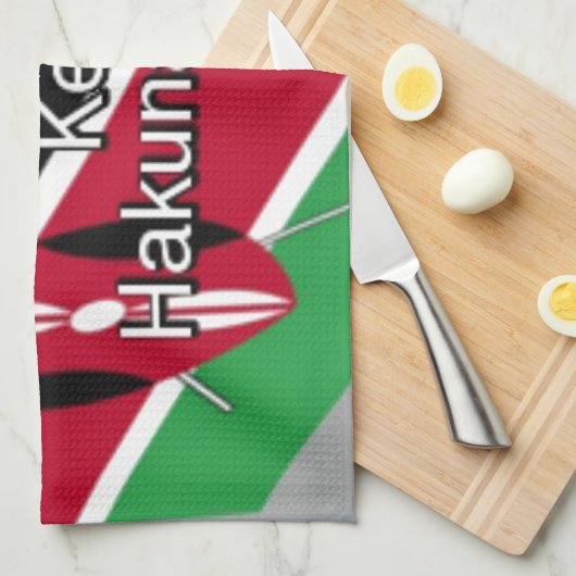 Linge De Cuisine Belle Belle Cube Kenyane Drapeau avec salutation (Quart Plié)